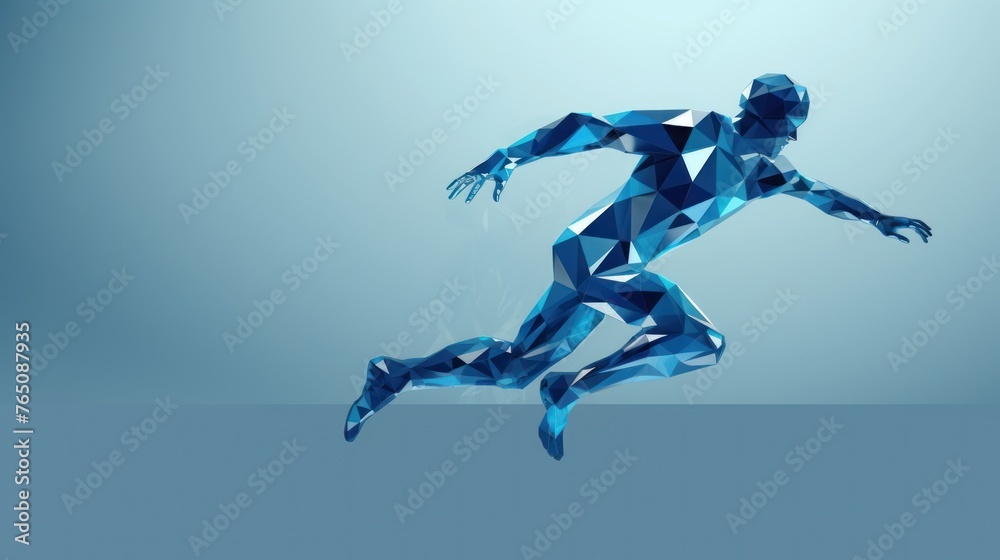 a man running in a blue light