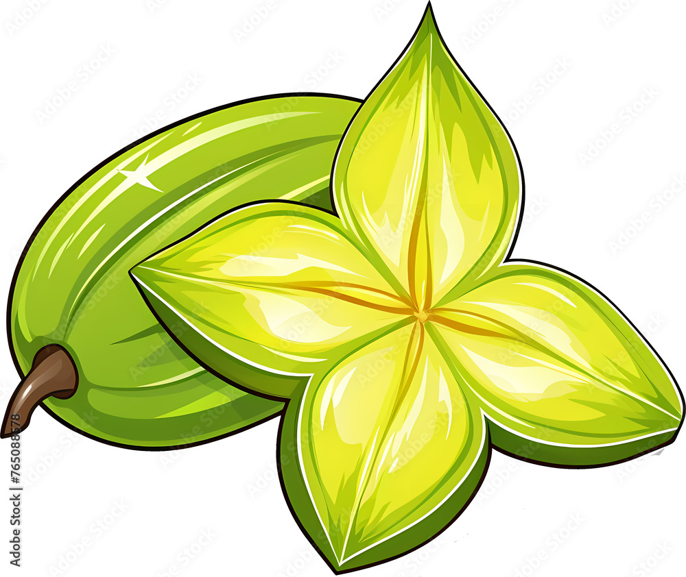 Yellow Carambola Isolated on White Background Yellow Carambola Isolated on White Background