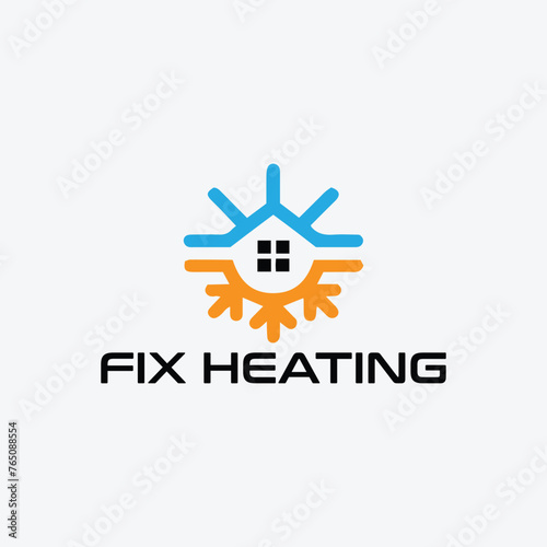 cooling and heating plumbing system logo design vector
