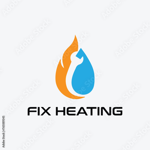 cooling and heating plumbing system logo design vector