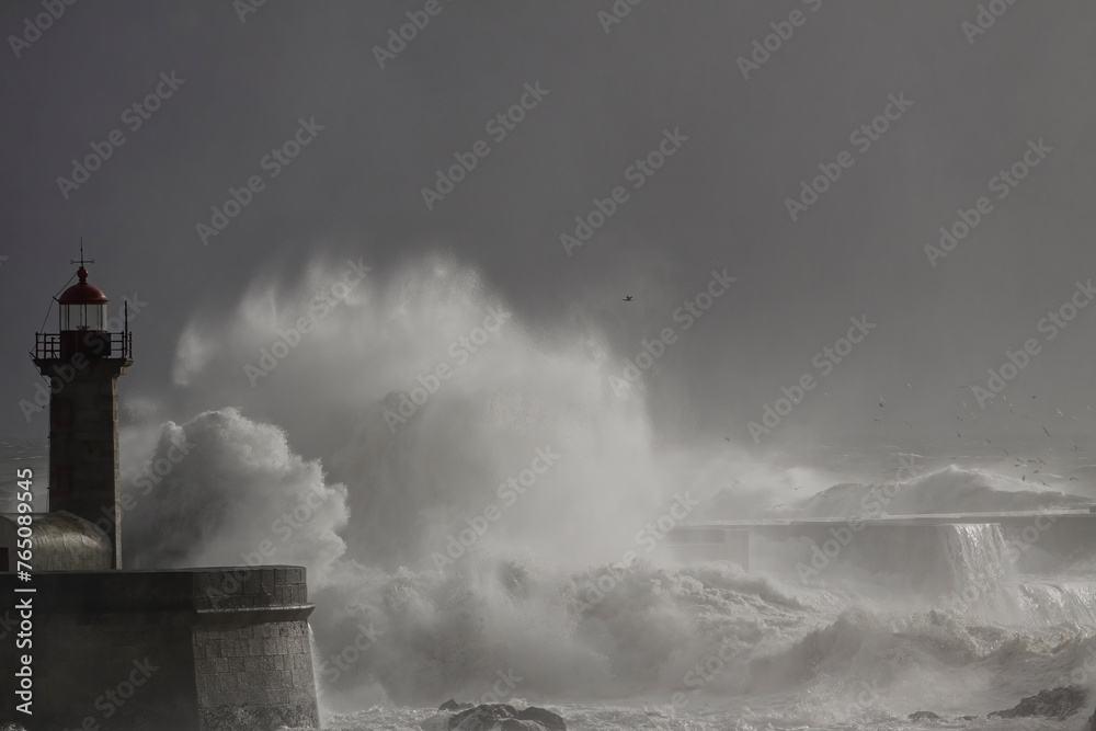 Douro river mouth storm