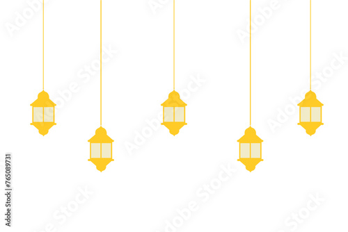 hanging lantern gold eid ramadan decoration islamic background vector