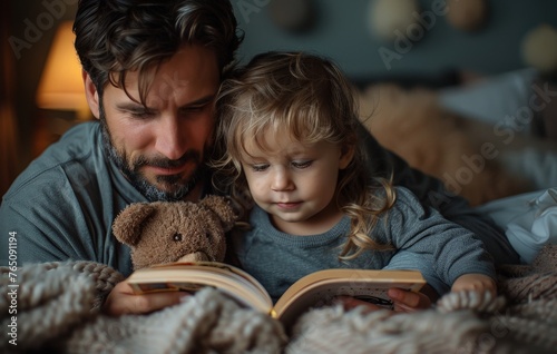 A father reading a bedtime ...