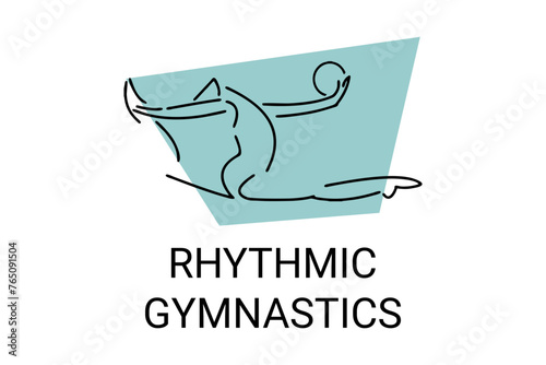 Rhythmic gymnastic sport vector line icon. practice gymnastic. sport pictogram, vector illustration.