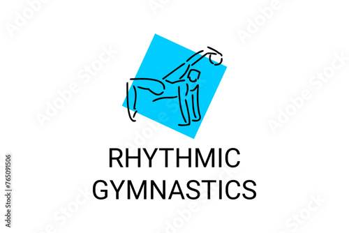 Rhythmic gymnastic sport vector line icon. practice gymnastic. sport pictogram, vector illustration.