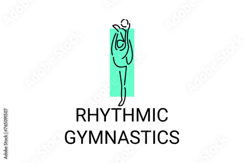 Rhythmic gymnastic sport vector line icon. practice gymnastic. sport pictogram, vector illustration.