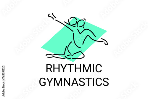 Rhythmic gymnastic sport vector line icon. practice gymnastic. sport pictogram, vector illustration.