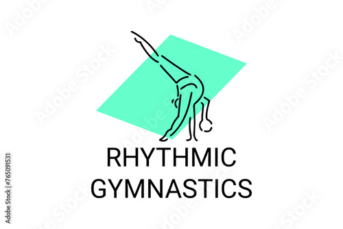 Rhythmic gymnastic sport vector line icon. practice gymnastic. sport pictogram, vector illustration.