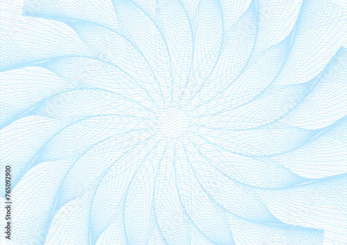 Abstract blue circle lines pattern (guilloche curves) background useful for certificate, diploma, blank, formal paper, official document, artificial intelligence or neural networks concepts. Vector 