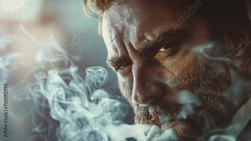 elegant man smocking cigarette in the office, man in the smoke, elegant man in the office, smoker in office