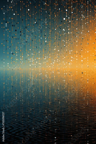 Olive and orange abstract reflection dj background, in the style of pointillist seascapes