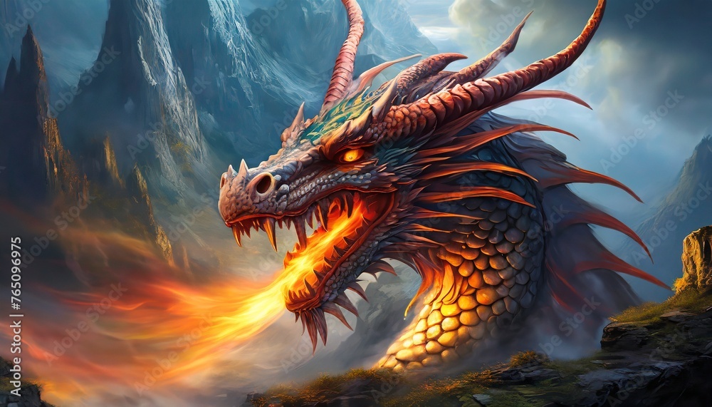 dragon in fire
