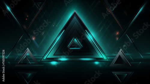 Abstract technological background with turquoise triangles. Virtual reality concept. Suitable for electronic music, album covers, screensavers, and illustrations related to technology themes