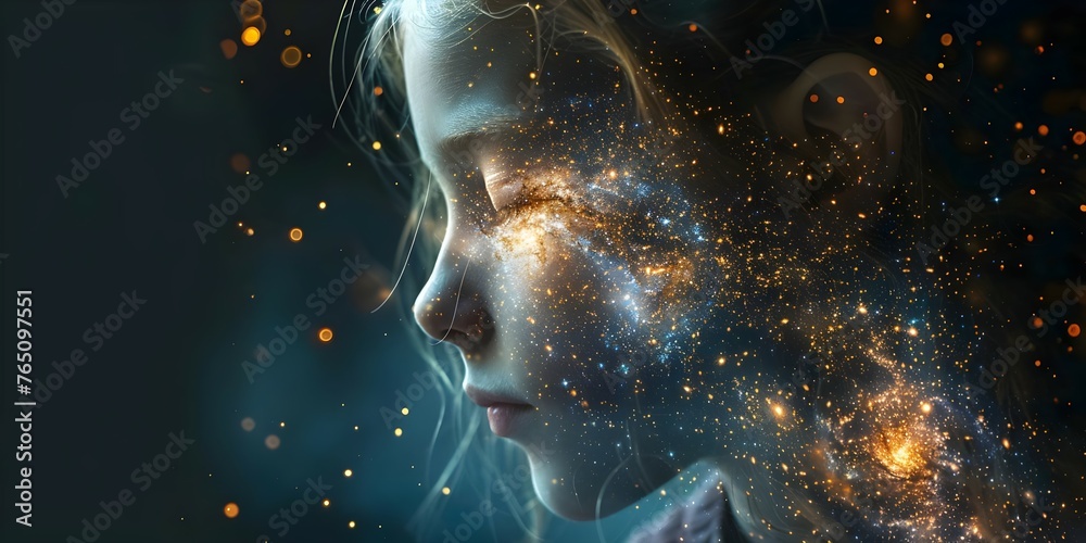 The Universe Within: Auditory Hallucinations and Emotional Swings in Schizophrenia. Concept Schizophrenia, Auditory Hallucinations, Emotional Swings, Mental Health, Neuroscience - obrazy, fototapety, plakaty 