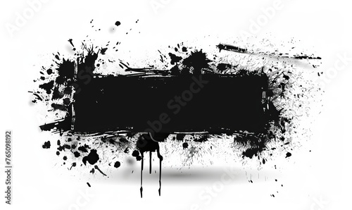 Grunge black banner. Template for your modern designs. Brushed grungy painted lines. photo