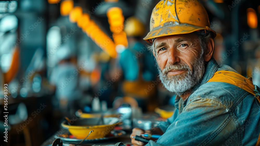 construction workers having lunch with his plates in a construction cafeteria,generative ai construction workers having lunch with his plates in a construction cafeteria,generative ai