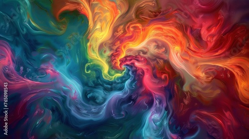 A colorful swirl of paint on a black background, AI