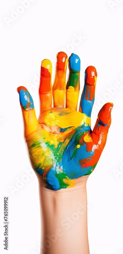 a hand with paint on it