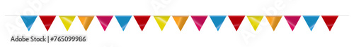 Confetti Hanging carnival flags. Decorative colorful party pennants for birthday celebration.
