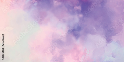 Colorful watercolor background. Abstract watercolor background with clouds. Background with space. Pink purple watercolor background texture. 