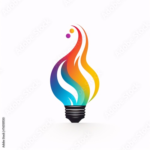 a light bulb with a colorful flame