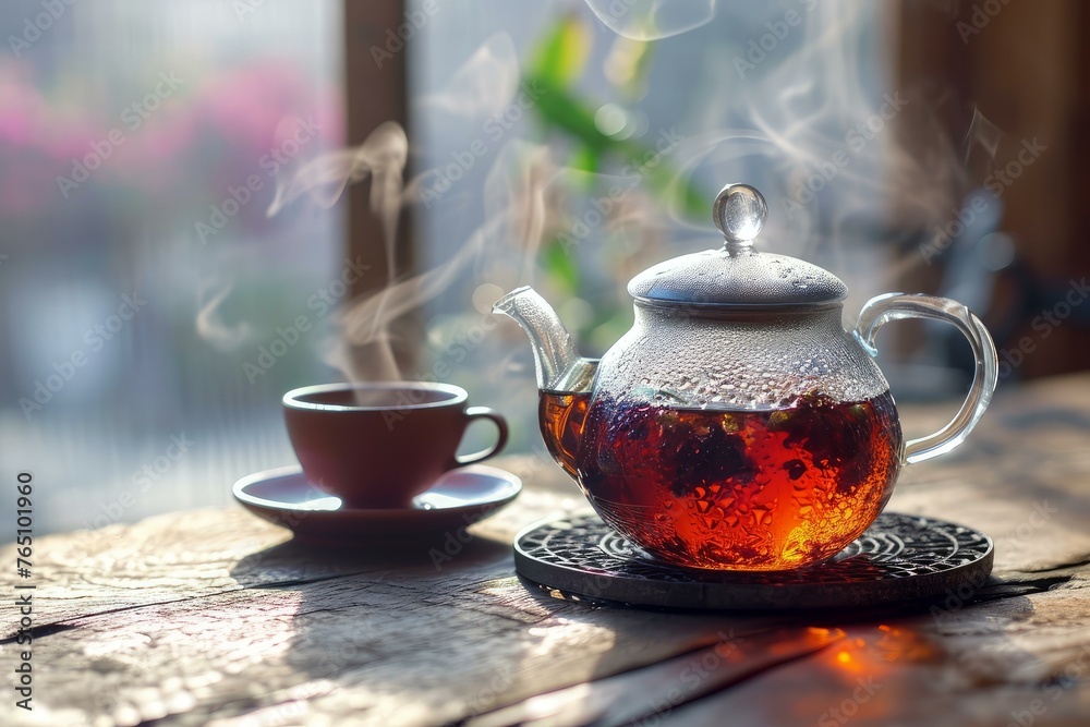 Soothing Aromatic tea cup. Glass aromatic cup. Generate Ai Soothing Aromatic tea cup. Glass aromatic cup. Generate Ai