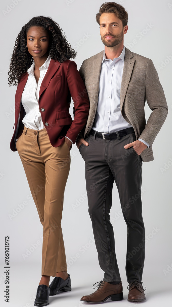 Showcase a diverse team adhering to a business casual dress code.