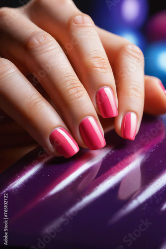 hand model with nails with colorful vivid colors manicure 