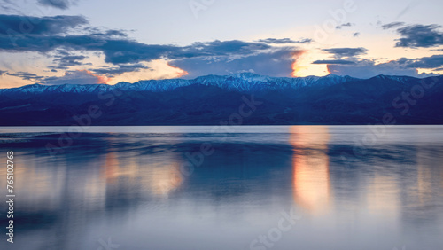 Sunset on the lake Manly in Death Valley California 