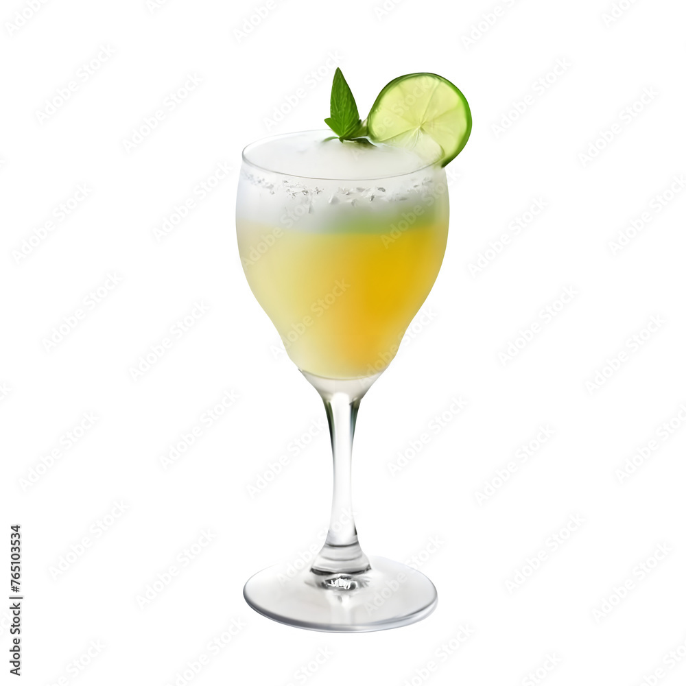 An Isolated Pisco Sour Cocktail Drink, Transparent Background, PNG