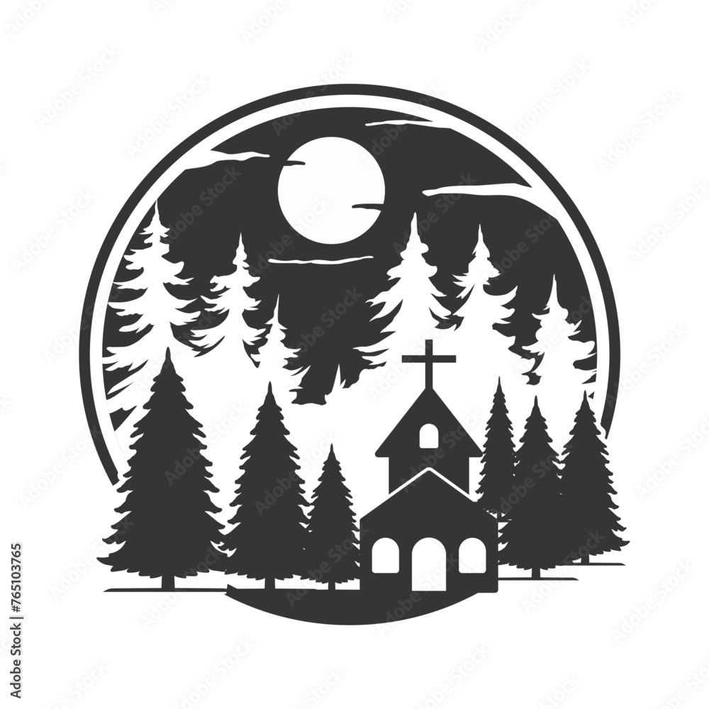 Fototapeta premium landscape with trees and house