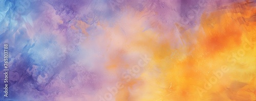 Orange and yellow watercolour splatter background, purple yellow
