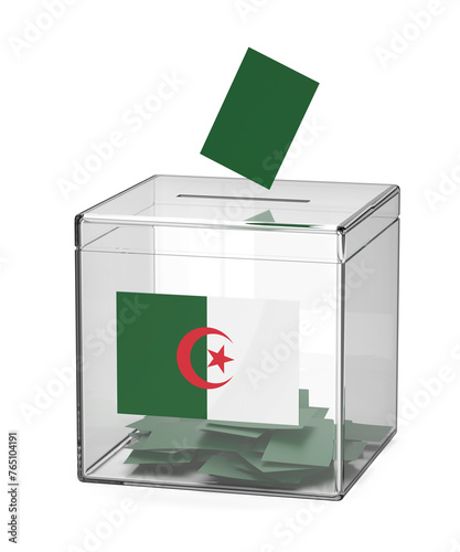 Ballot box with the national flag of Algeria