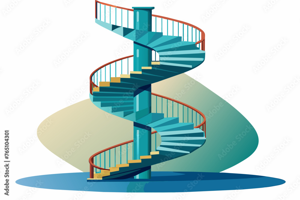 spiral stairs that change design and shape going up or down with a white background spiral stairs that change design and shape going up or down with a white background