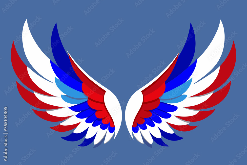 Obraz premium eagle wings with blue, white and red color vector illustration 