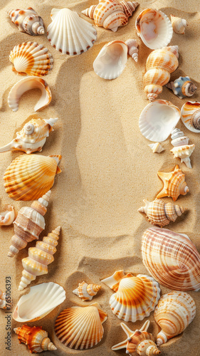 Golden Sands & Seashells, Summer Frame Composition