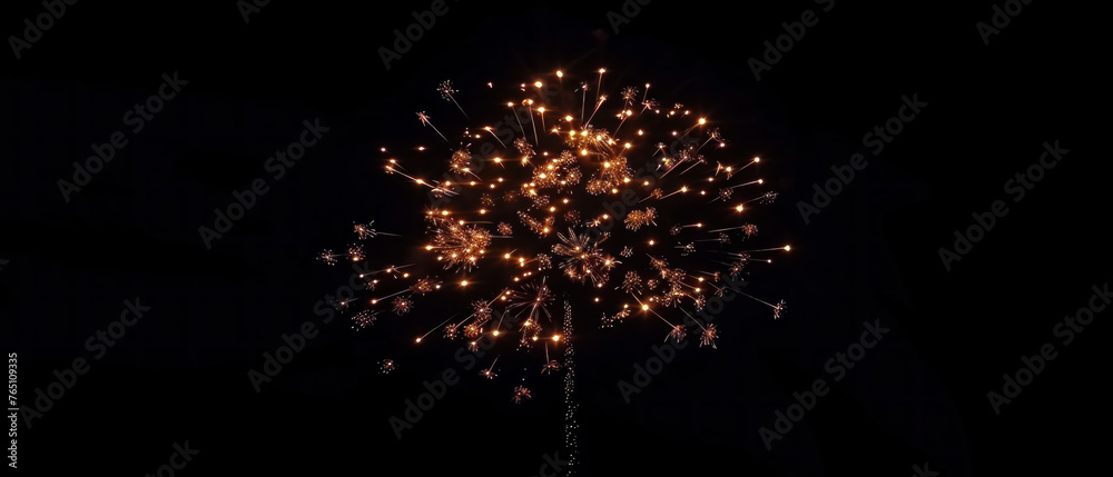Firework Spectacle, A sky ablaze with festive fireworks, each burst a chandelier of sparks, a celebration of light, color, and explosive jubilation. - obrazy, fototapety, plakaty 