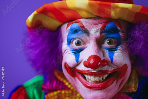 Smiling Clown with Colorful Hat