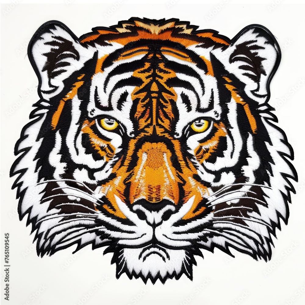 A drawing of a tiger's face on a white background