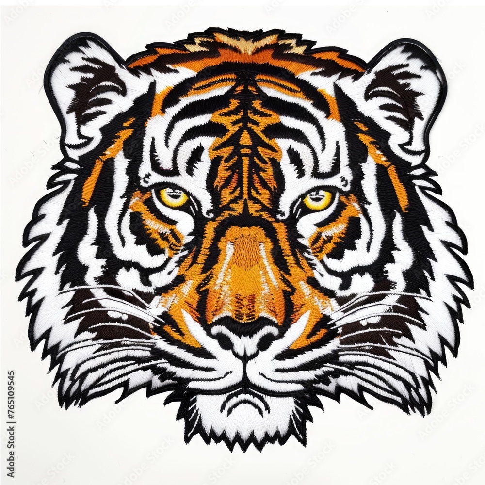 Fototapeta premium A drawing of a tiger's face on a white background