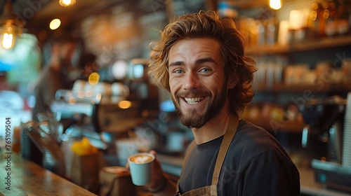 Friendly Barista: Welcoming Smile in a Coffee Shop