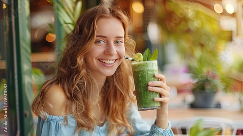 woman drinking a cocktail in restaurant