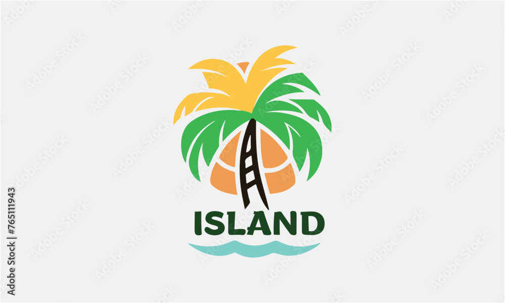 Island natural sky vector icon logo design minimalist modern 