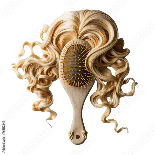Wooden Comb With Blonde Hair on White Surface