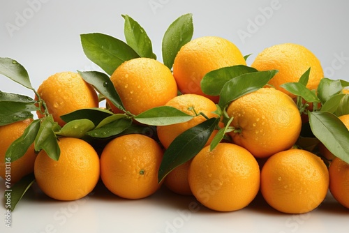 A lot of isolated oranges on a white background, generative IA