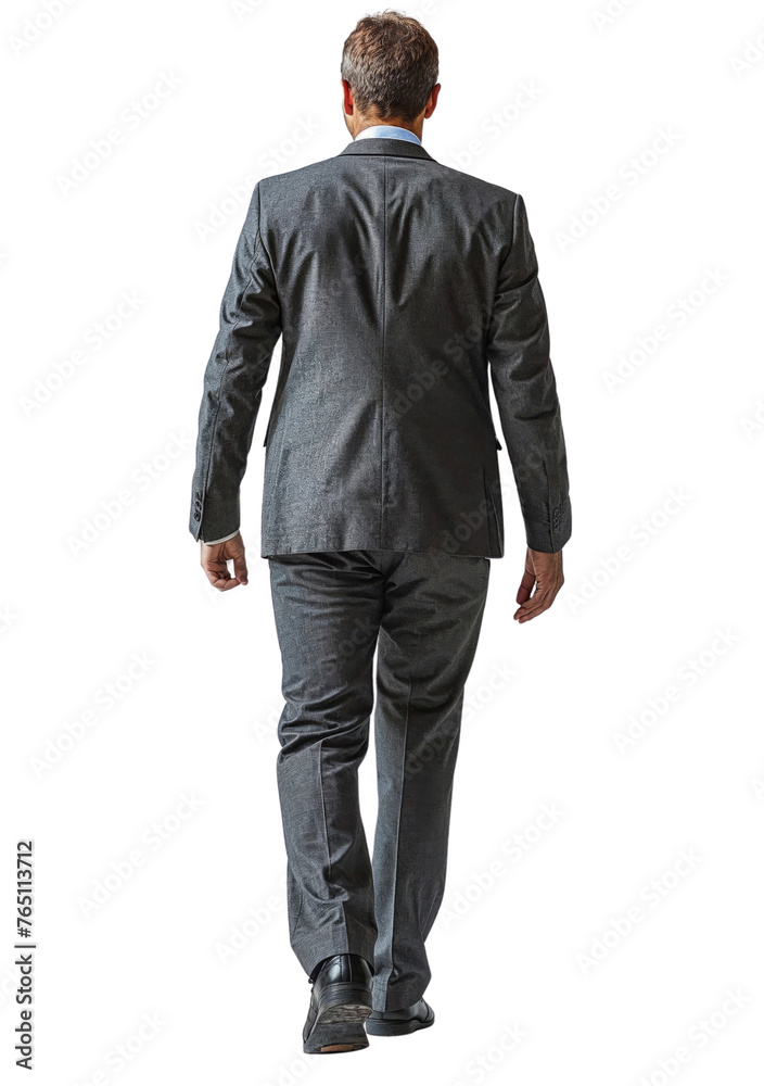 Business man in suit walkingisolated on white transparent, rear view. PNG Business man in suit walkingisolated on white transparent, rear view. PNG