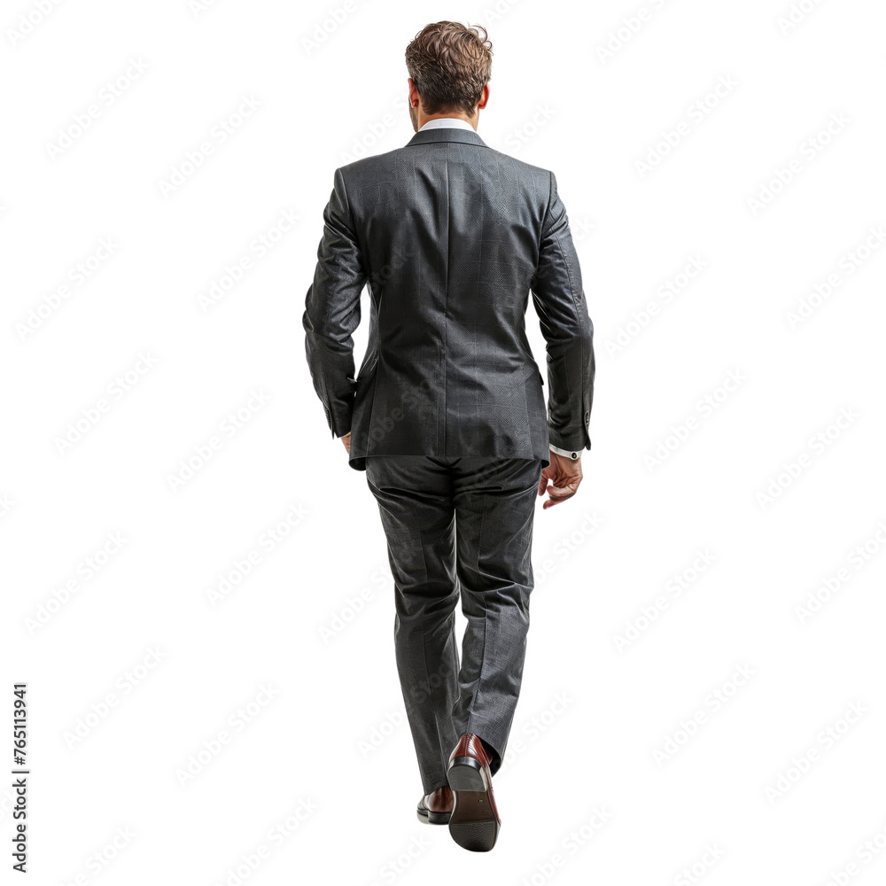 Business man in suit walkingisolated on white transparent, rear view. PNG Business man in suit walkingisolated on white transparent, rear view. PNG