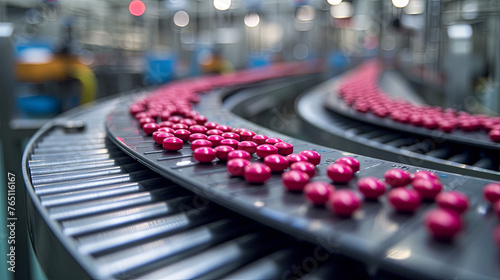 Production dark pinkpills on the factory, farmaceutical industry