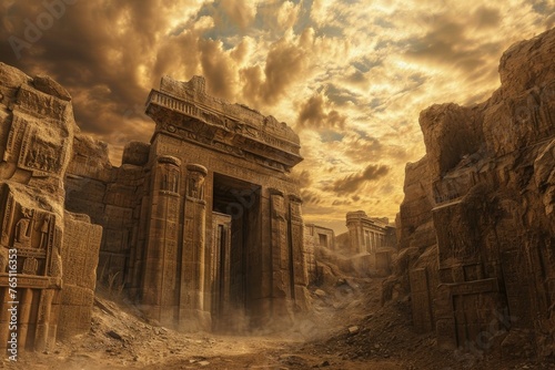 Influential Assyrian civilization. Ancient history relief. Generate Ai