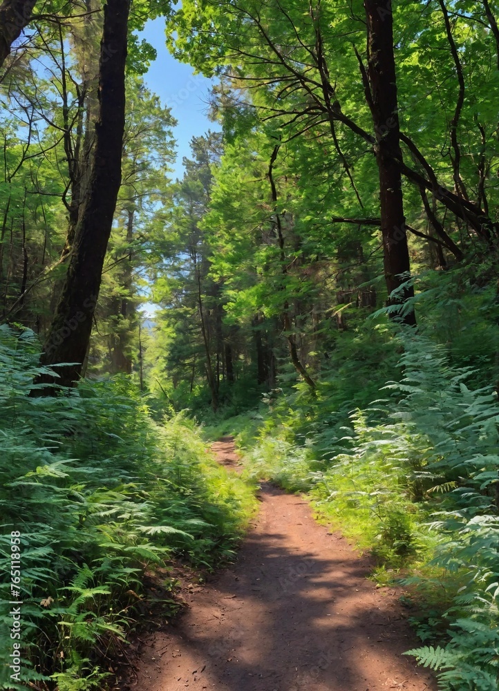Quiet and scenic hiking trails in the countryside, with clear skies and a variety of roadside plants.generative ai art Quiet and scenic hiking trails in the countryside, with clear skies and a variety of roadside plants.generative ai art